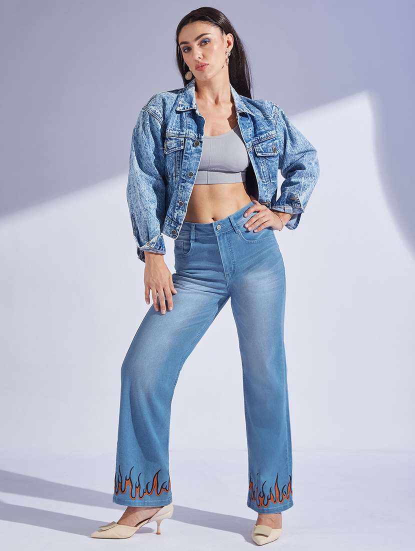 women printed high rise straight jeans - 22402735 -  Standard Image - 4