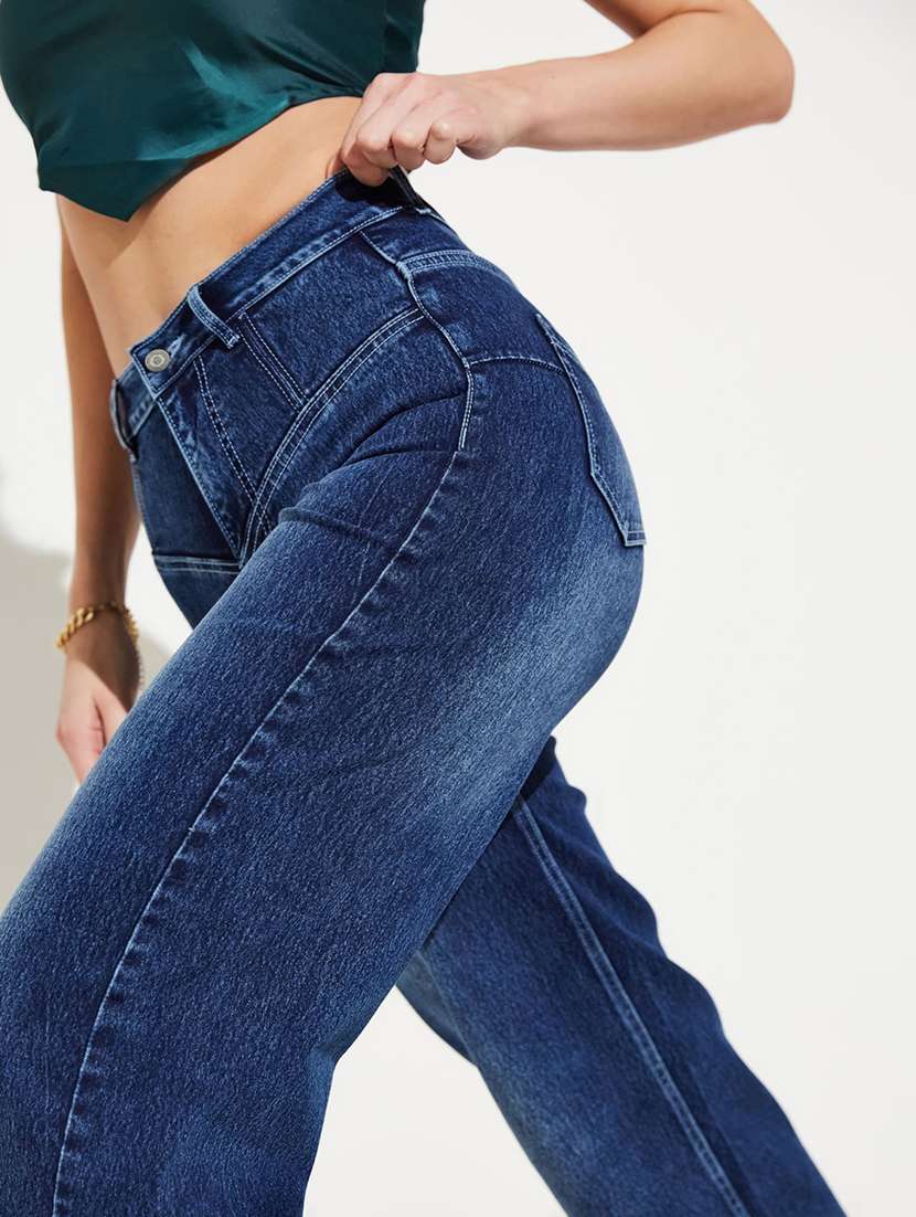 women solid high rise wide leg jeans - 22402744 -  Standard Image - 1