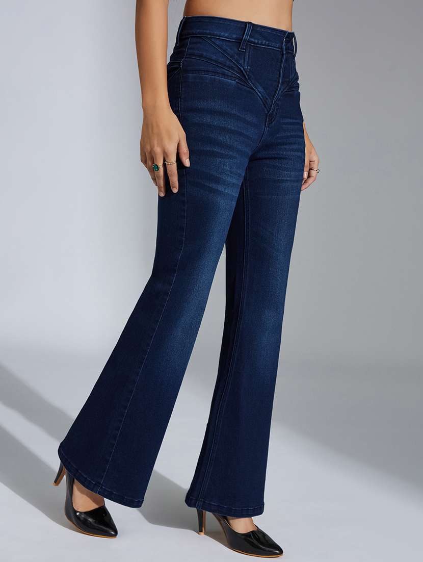 women solid high rise bootcut jeans - 22402745 -  Standard Image - 4