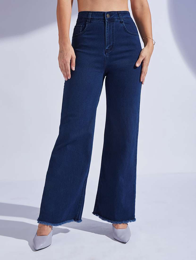 women solid high rise wide leg jeans - 22402757 -  Standard Image - 1