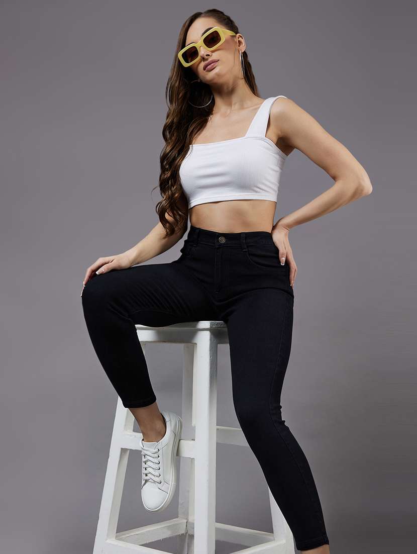 women solid high rise skinny jeans - 22402766 -  Standard Image - 4