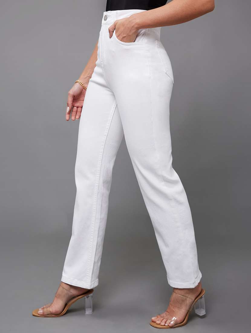 women solid high rise straight jeans - 22402768 -  Standard Image - 1