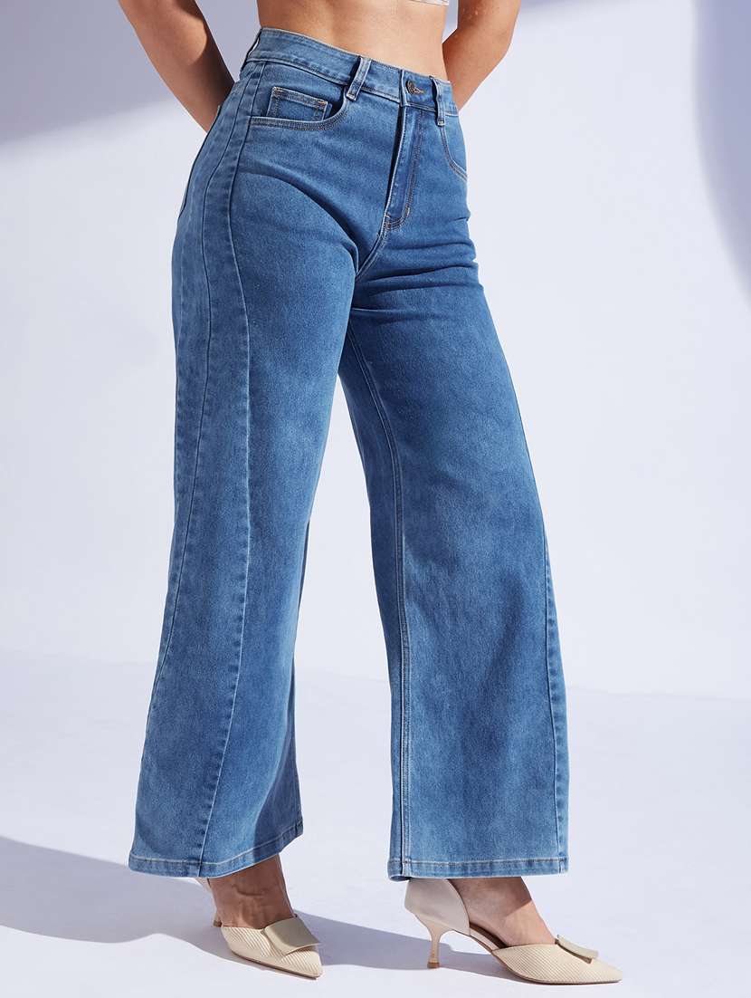 Women Solid High Rise Wide Leg Jeans - 22402774 -  Standard Image - 1