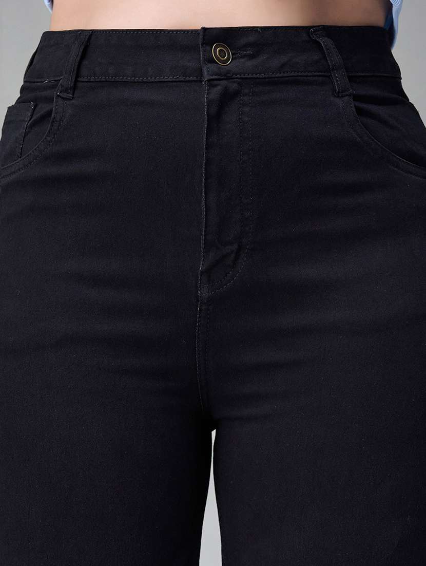 women solid high rise wide leg jeans - 22402779 -  Standard Image - 1