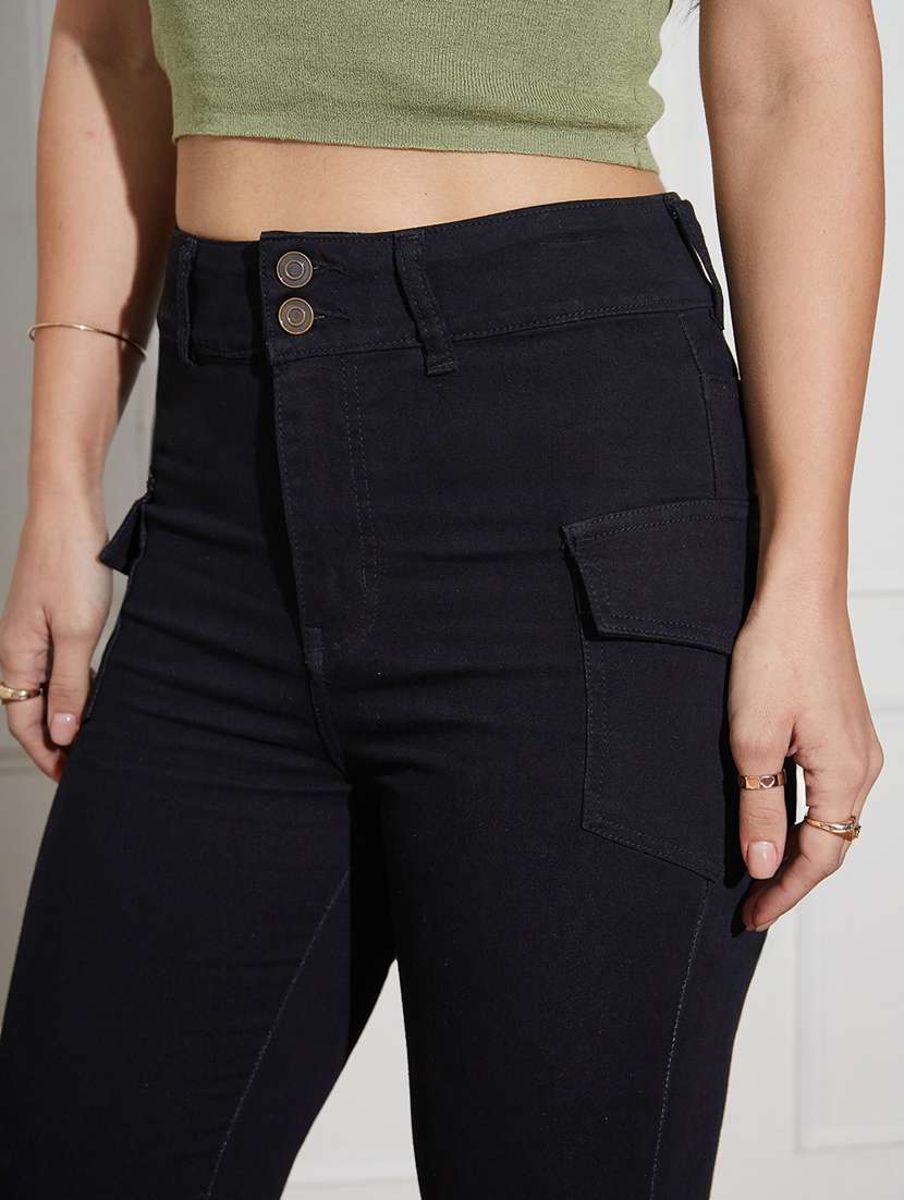 women solid high rise bootcut jeans - 22402784 -  Standard Image - 1