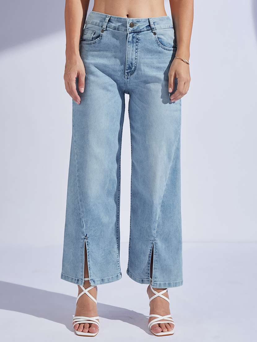 women solid mid rise straight jeans - 22402787 -  Standard Image - 1