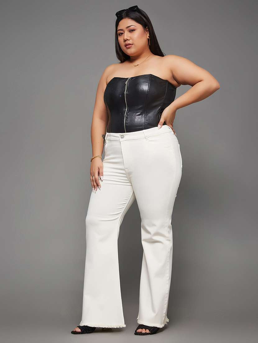 women solid high rise bootcut jean - 22402801 -  Standard Image - 4