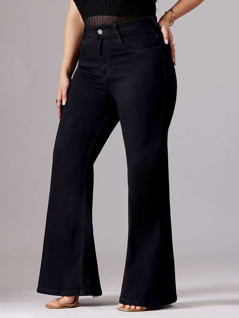 women solid high rise bootcut jean - 22402805 -  Standard Image - 1