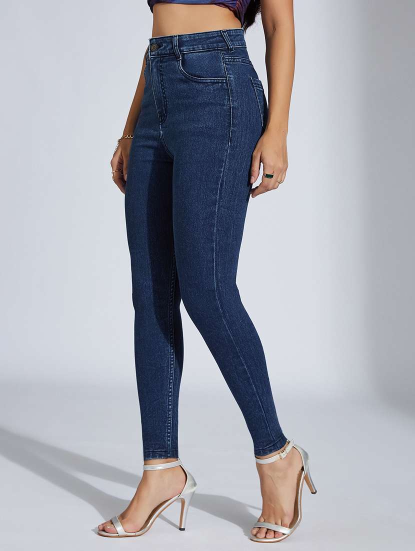 women solid high rise skinny jeans - 22402813 -  Standard Image - 1