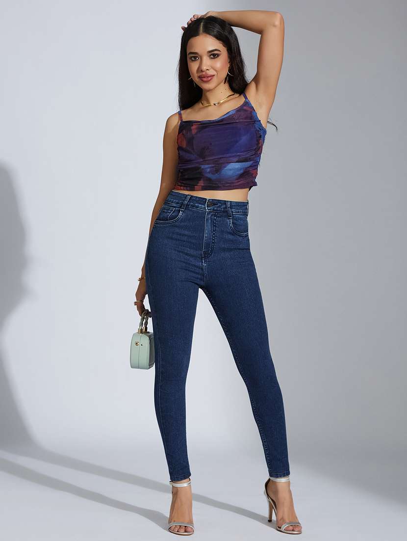 women solid high rise skinny jeans - 22402813 -  Standard Image - 4