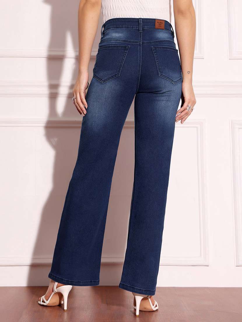 women solid high rise bootcut jeans - 22402823 -  Standard Image - 4