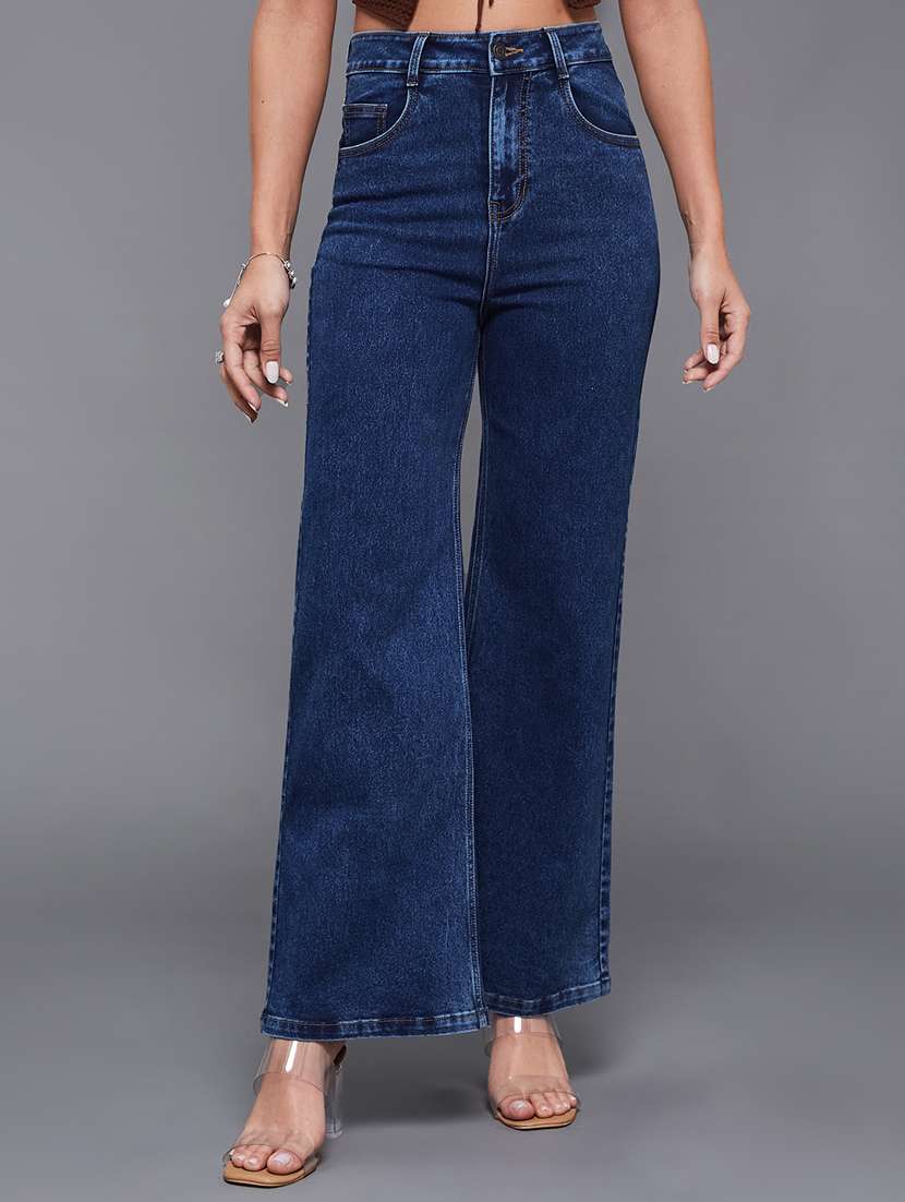 women solid high rise wide leg jeans - 22402831 -  Standard Image - 1