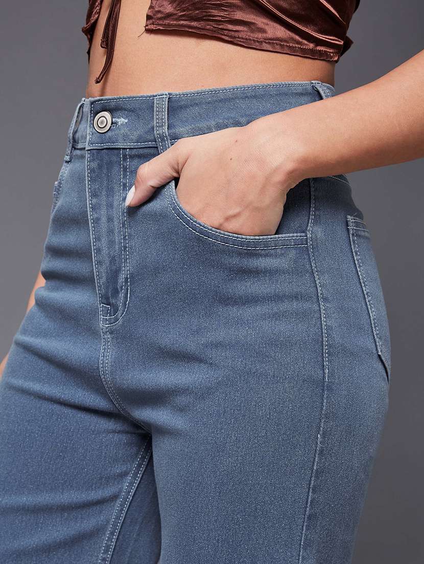 women solid high rise wide leg jeans - 22402839 -  Standard Image - 1