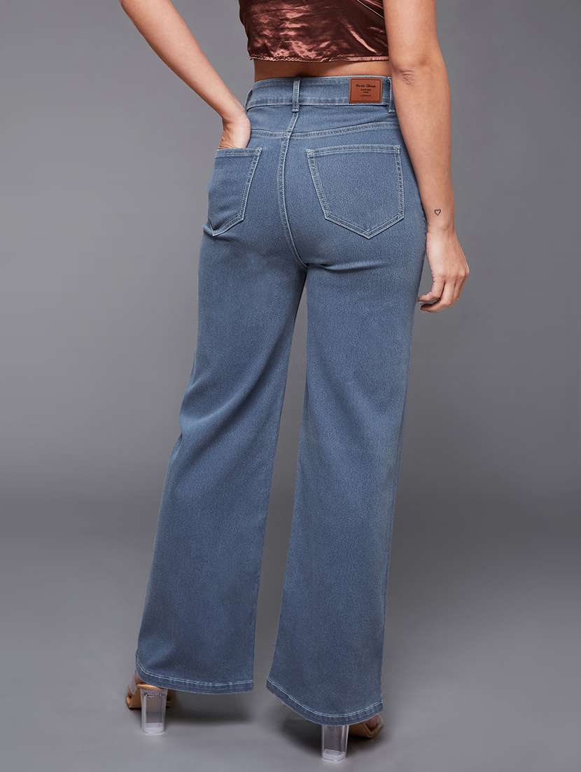 women solid high rise wide leg jeans - 22402839 -  Standard Image - 4