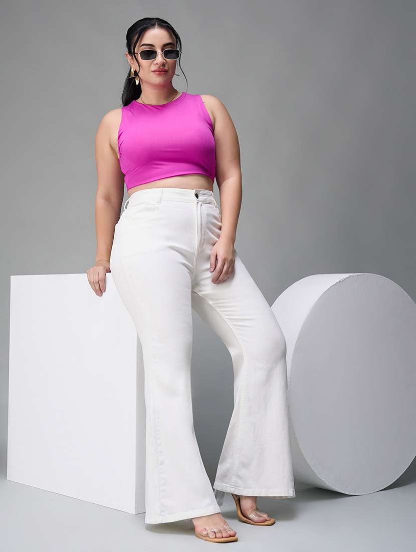 women solid high rise bootcut jeans - 22402842 -  Standard Image - 4