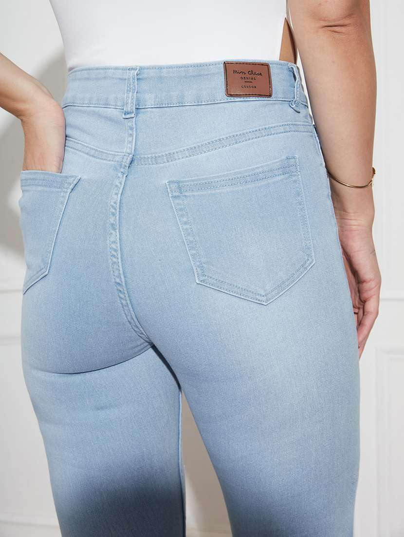 women distressed high rise skinny jeans - 22402849 -  Standard Image - 1