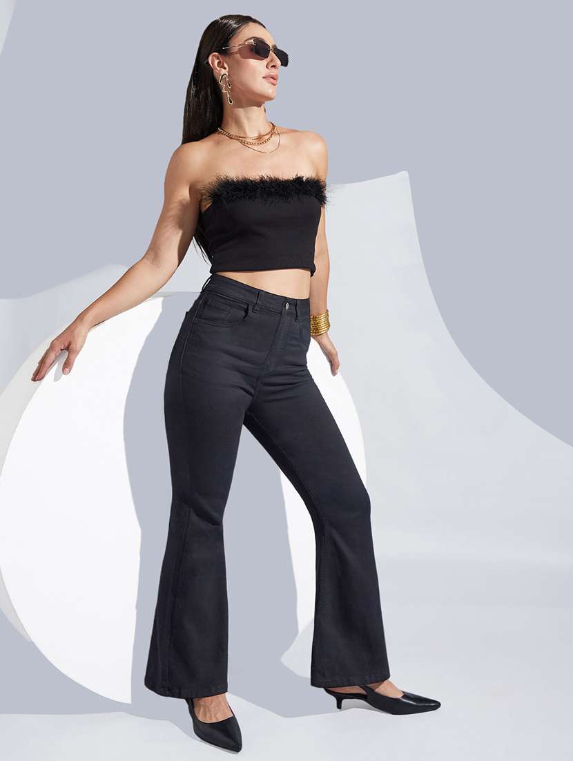 women solid high rise bootcut jeans - 22402852 -  Standard Image - 4