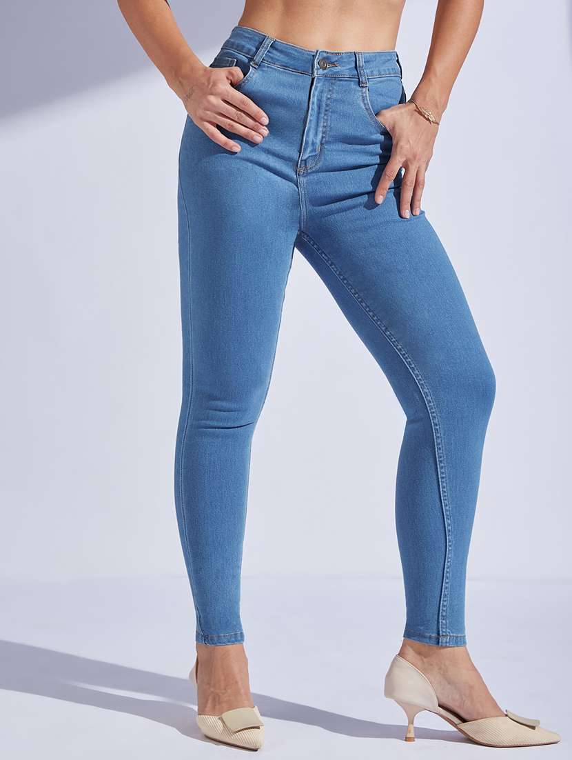 women solid high rise skinny jeans - 22402858 -  Standard Image - 1