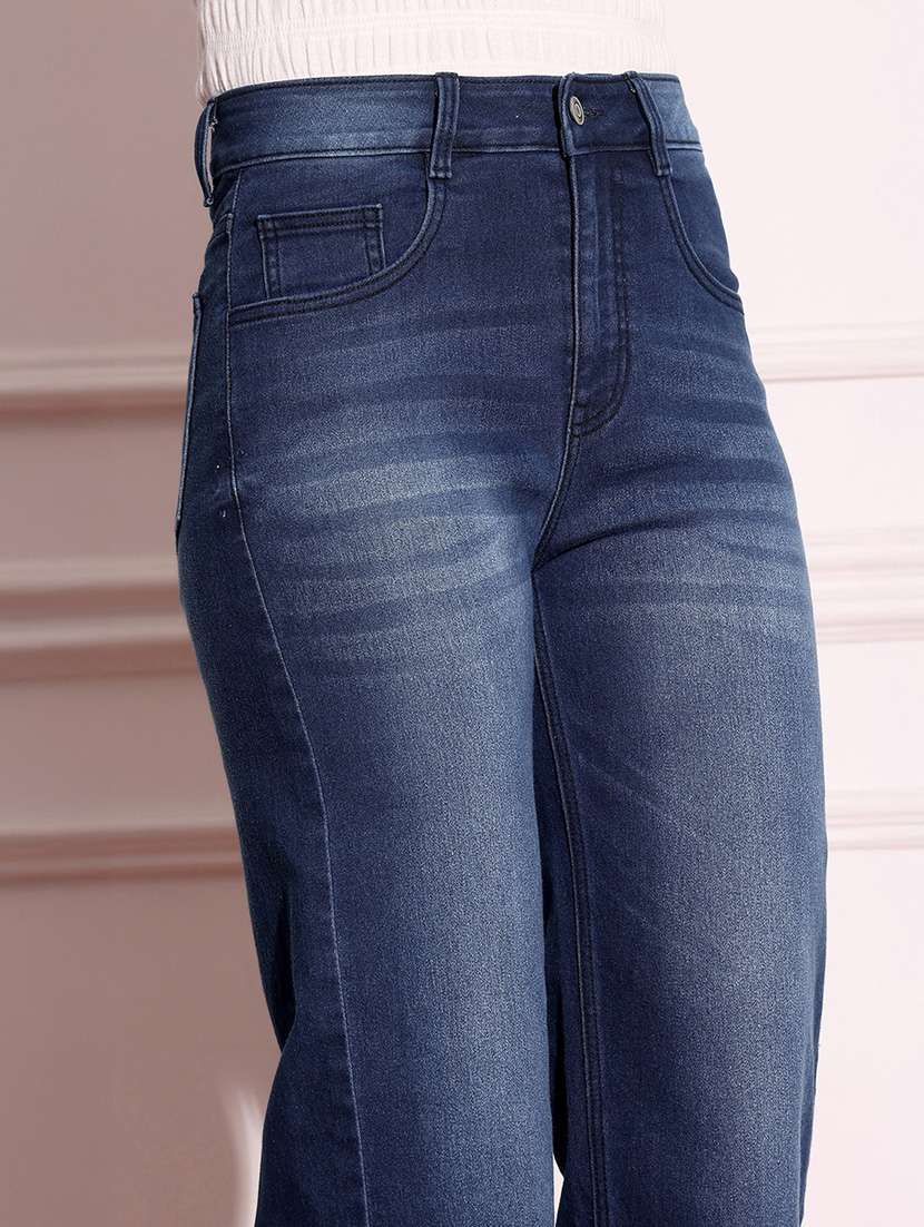 women solid high rise straight jeans - 22402865 -  Standard Image - 1