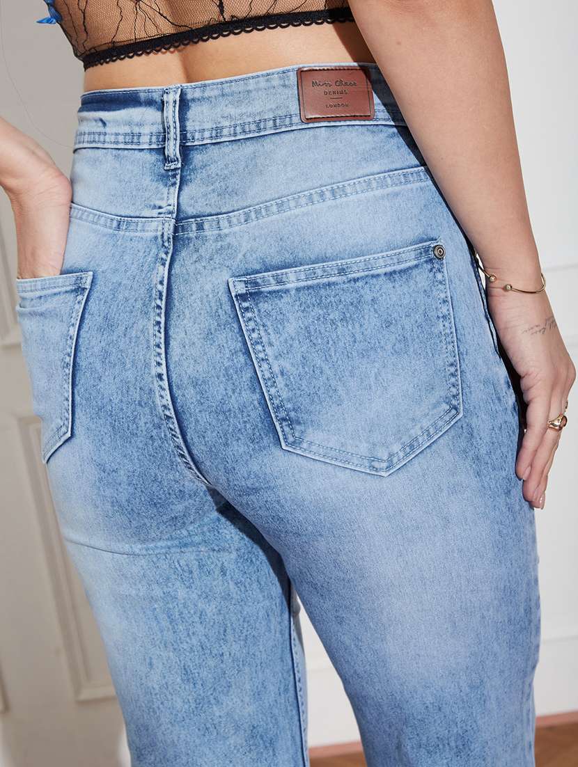 women printed high rise straight jeans - 22402879 -  Standard Image - 1