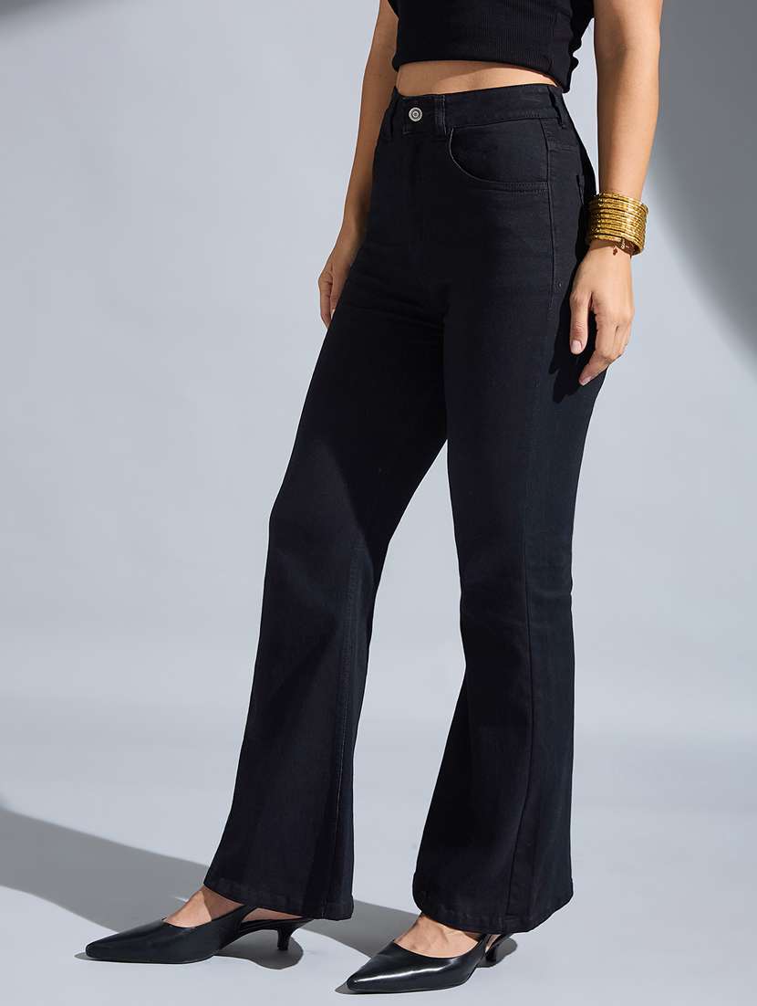 women solid high rise bootcut jeans - 22402881 -  Standard Image - 1