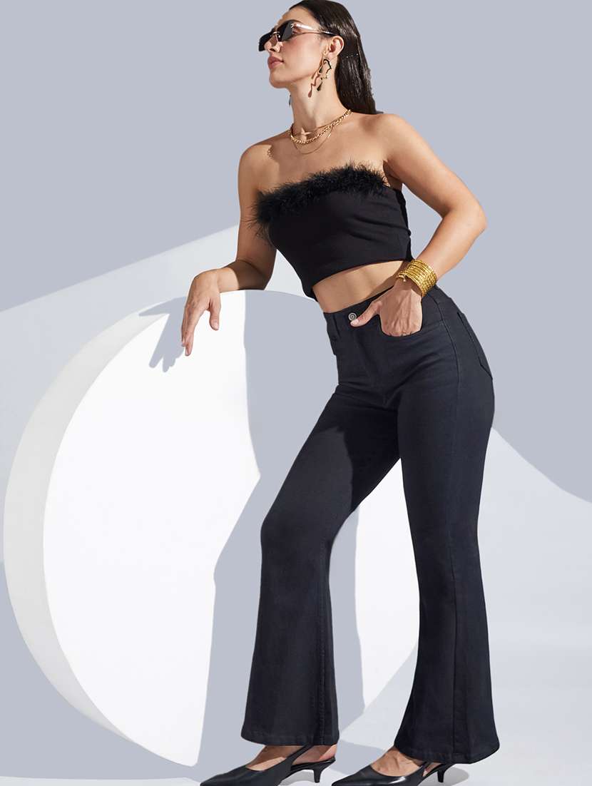 women solid high rise bootcut jeans - 22402881 -  Standard Image - 4