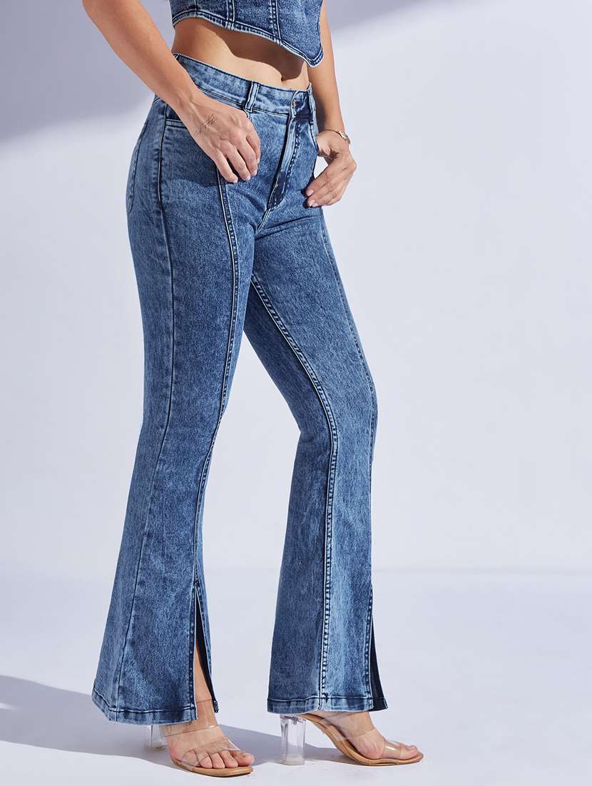 women solid high rise bootcut jeans - 22402887 -  Standard Image - 1