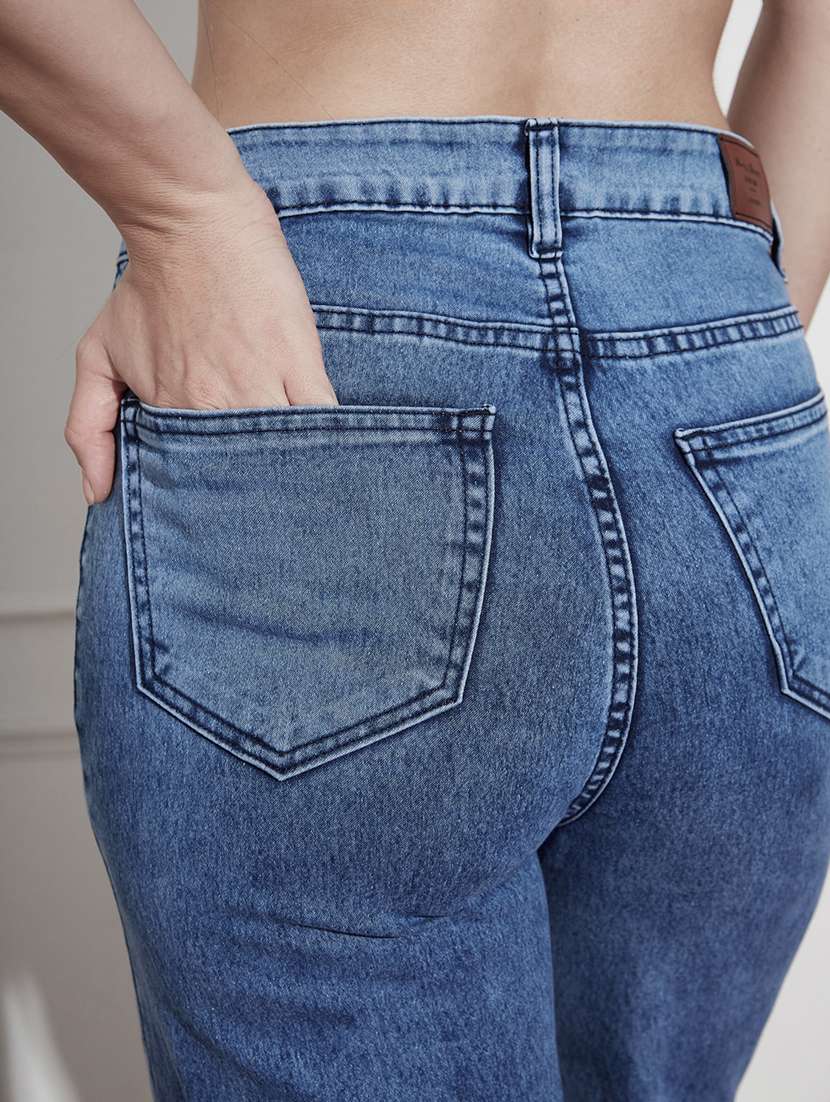 women solid high rise wide leg jeans - 22402888 -  Standard Image - 1