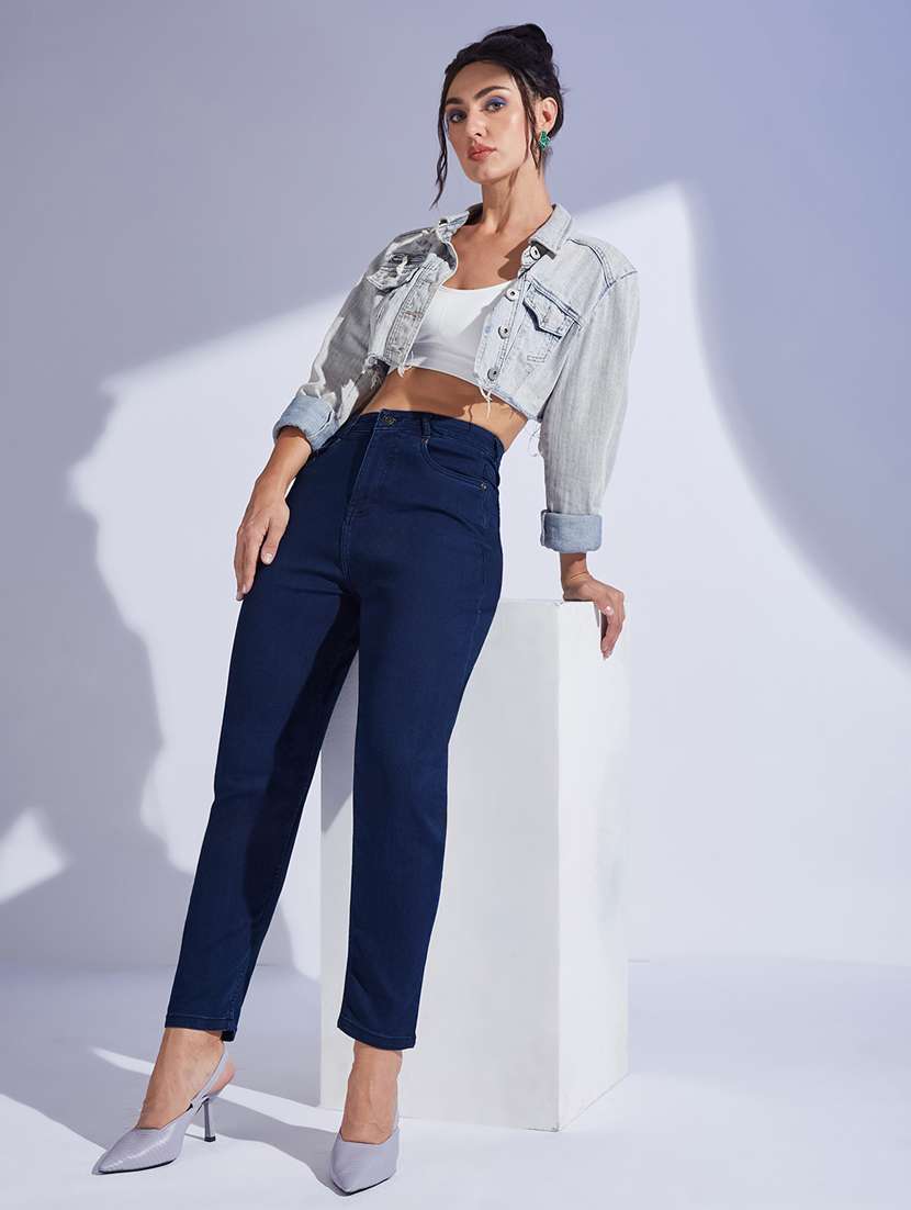 women solid high rise slim fit jeans - 22402896 -  Standard Image - 4