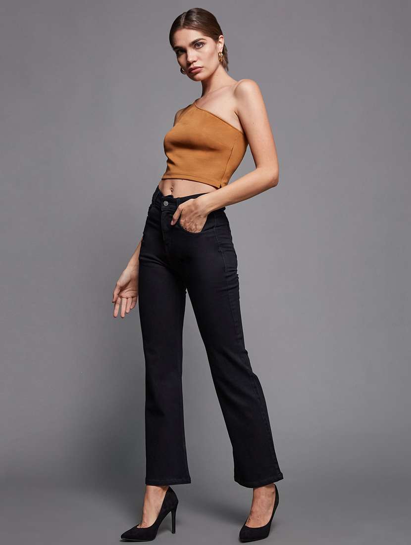 women solid high rise bootcut jeans - 22402897 -  Standard Image - 1