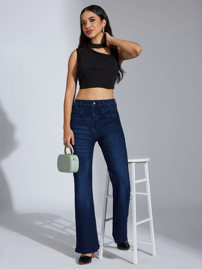 women solid high rise bootcut jean - 22402900 -  Standard Image - 4