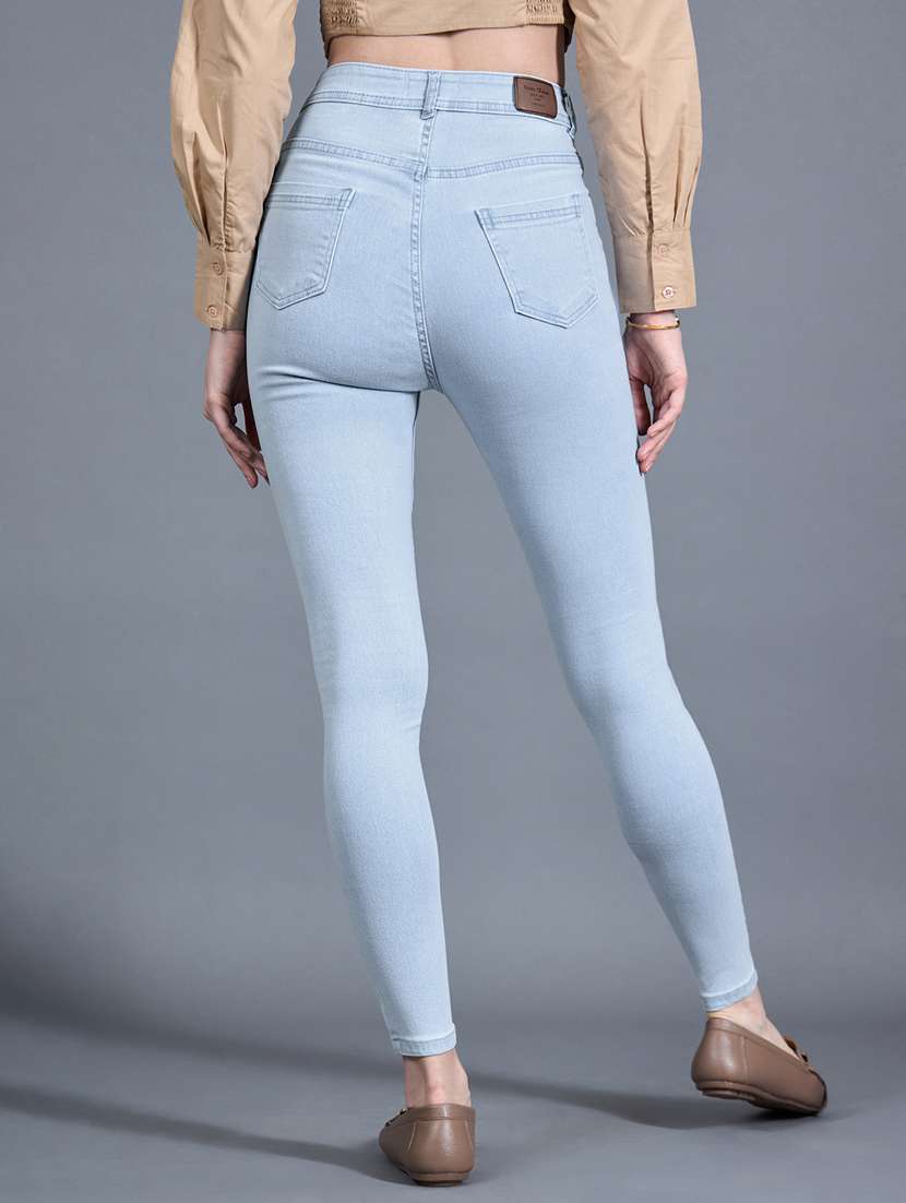 women solid high rise skinny jeans - 22402908 -  Standard Image - 4