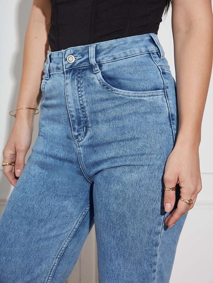 women solid high rise wide leg jeans - 22402916 -  Standard Image - 1
