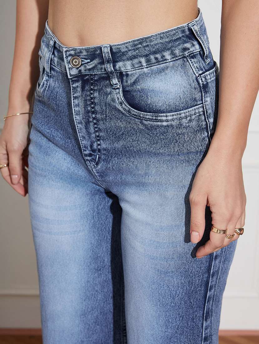 women solid high rise wide leg jeans - 22402918 -  Standard Image - 1