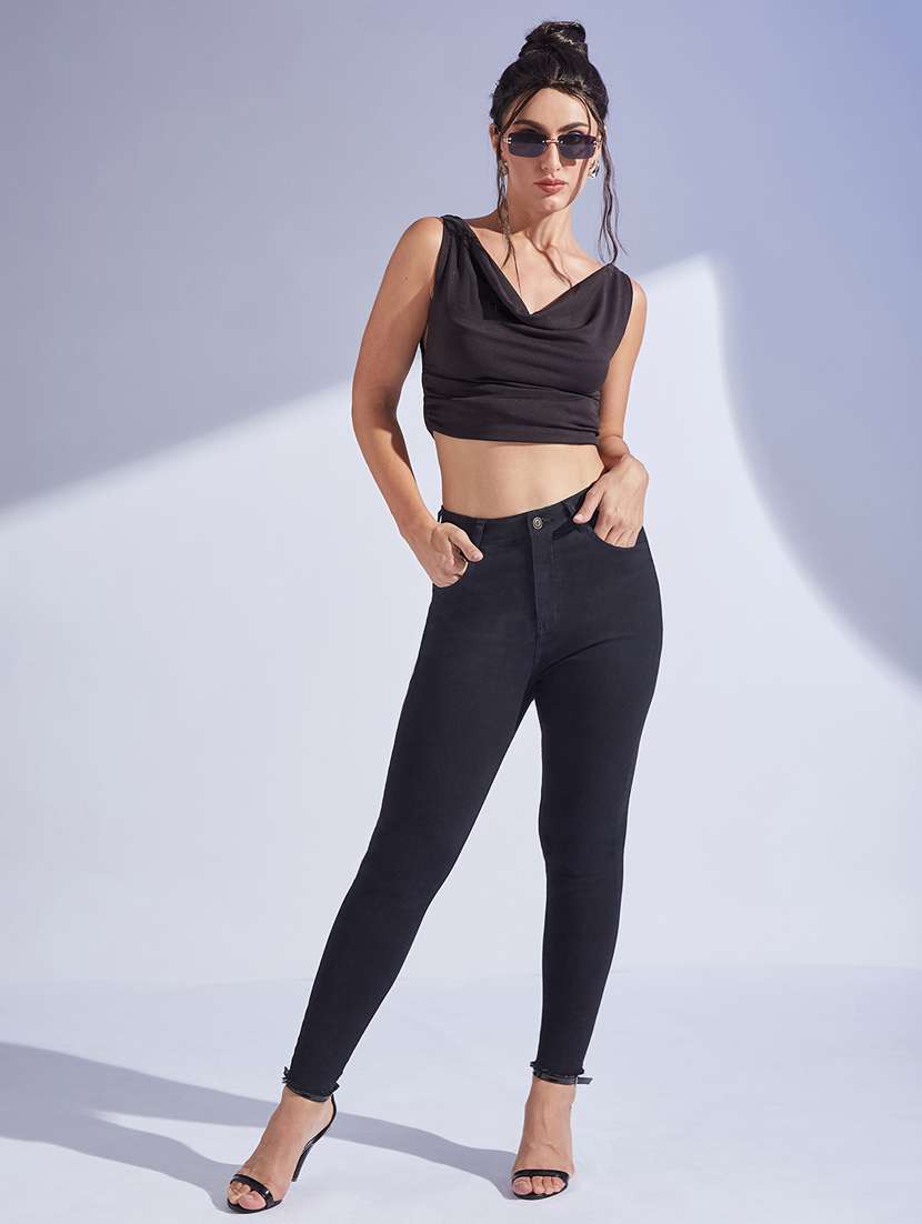 women solid high rise skinny jeans - 22402919 -  Standard Image - 4