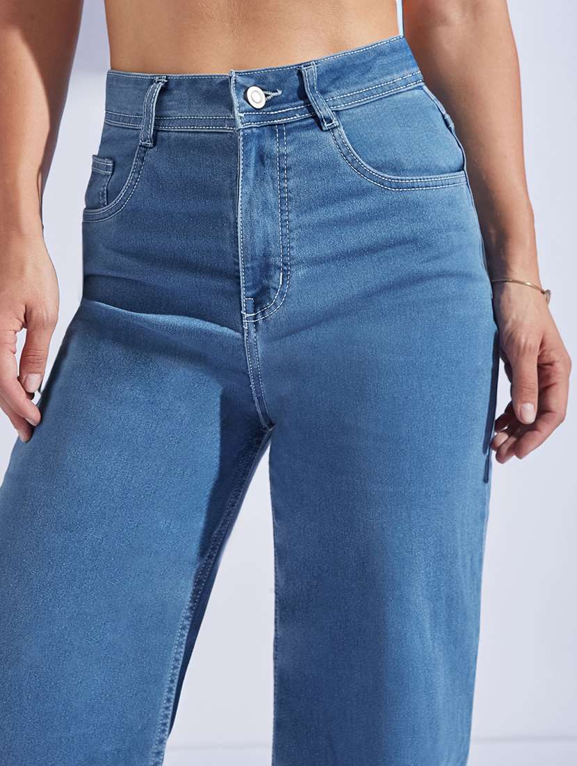 women solid high rise wide leg jeans - 22402932 -  Standard Image - 1