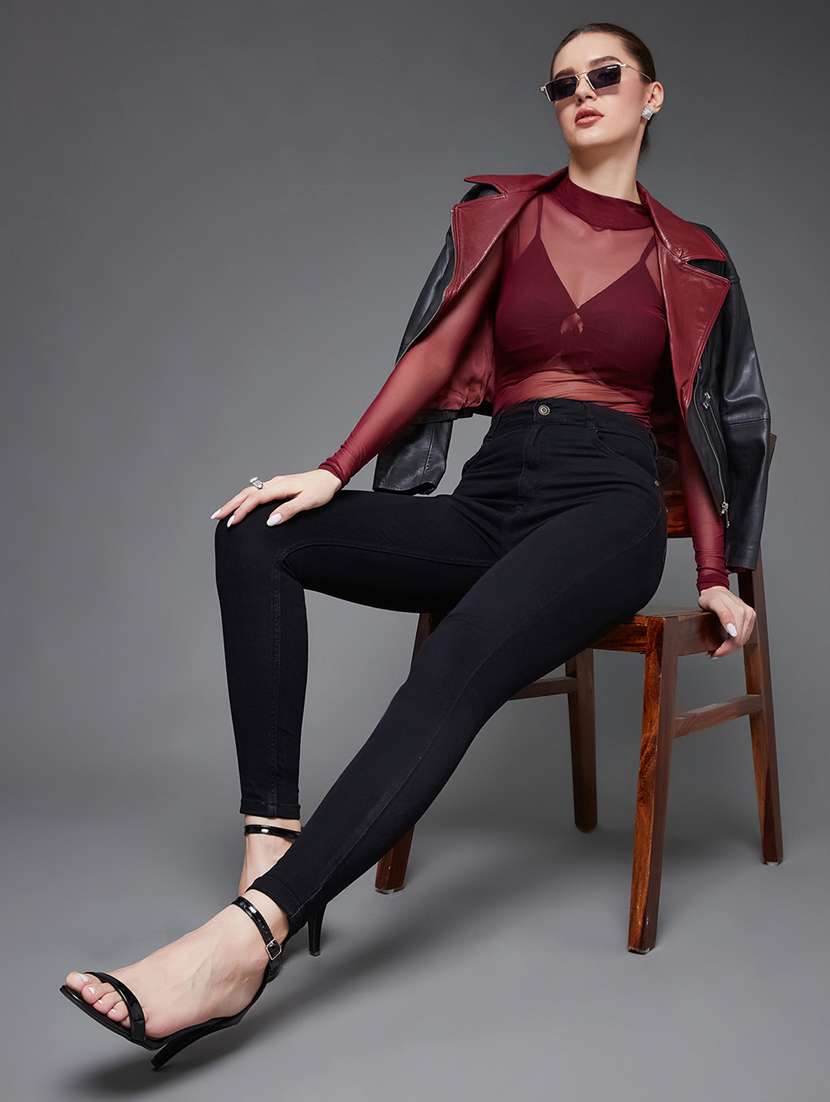 women solid high rise skinny jeans - 22402940 -  Standard Image - 4