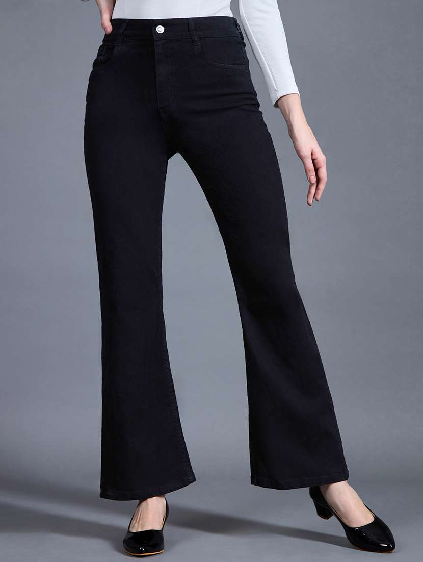 women solid high rise bootcut jean - 22402945 -  Standard Image - 1