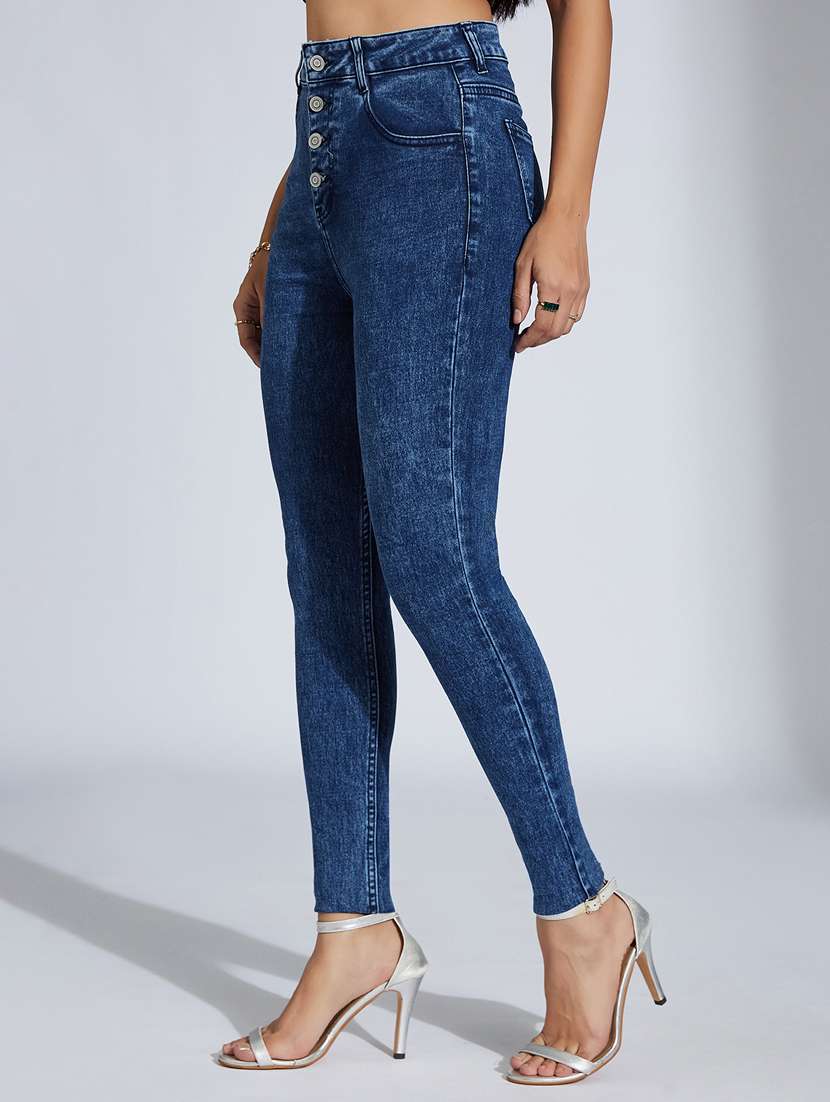 women solid high rise skinny jeans - 22402949 -  Standard Image - 4