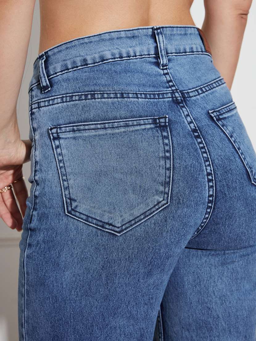 women solid high rise wide leg jeans - 22402957 -  Standard Image - 1