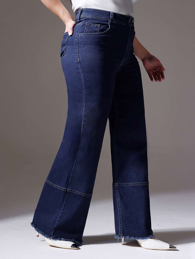 women solid high rise wide leg jeans - 22402975 -  Standard Image - 1