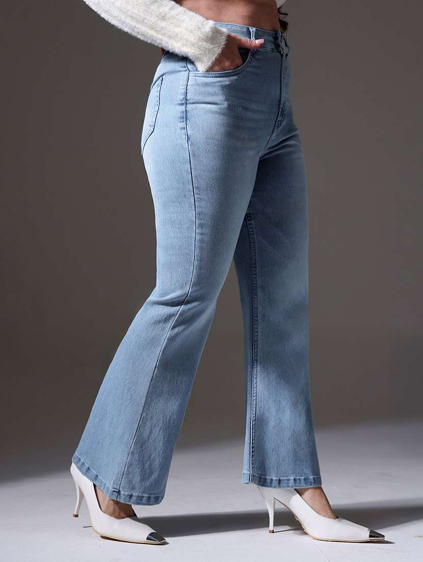 women solid high rise bootcut jeans - 22402977 -  Standard Image - 1