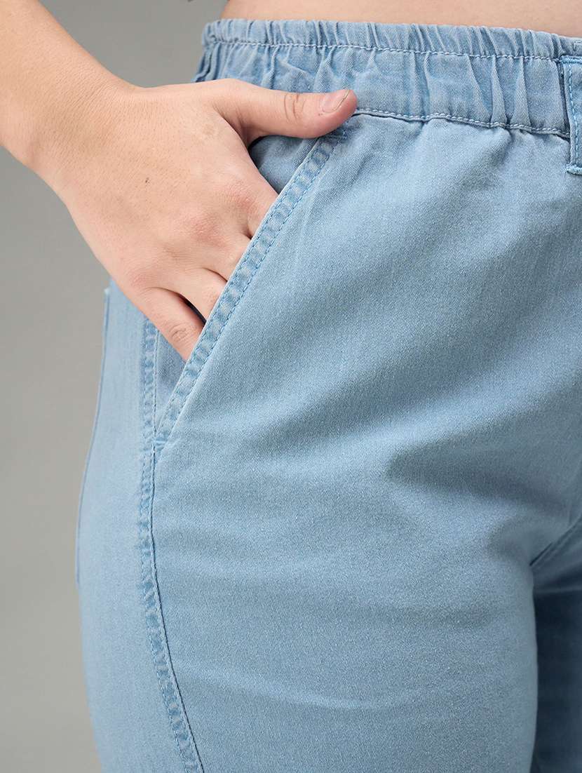 women solid high rise jogger - 22403002 -  Standard Image - 1