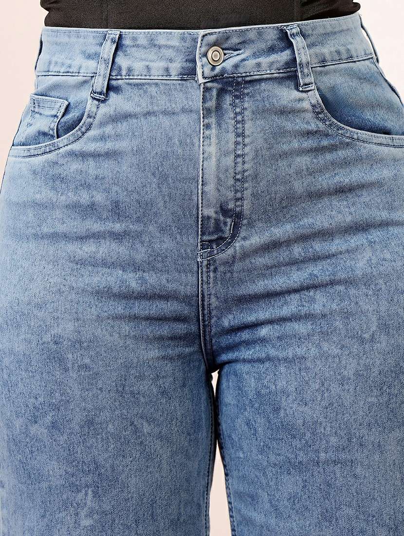 women solid high rise wide leg jeans - 22403004 -  Standard Image - 1