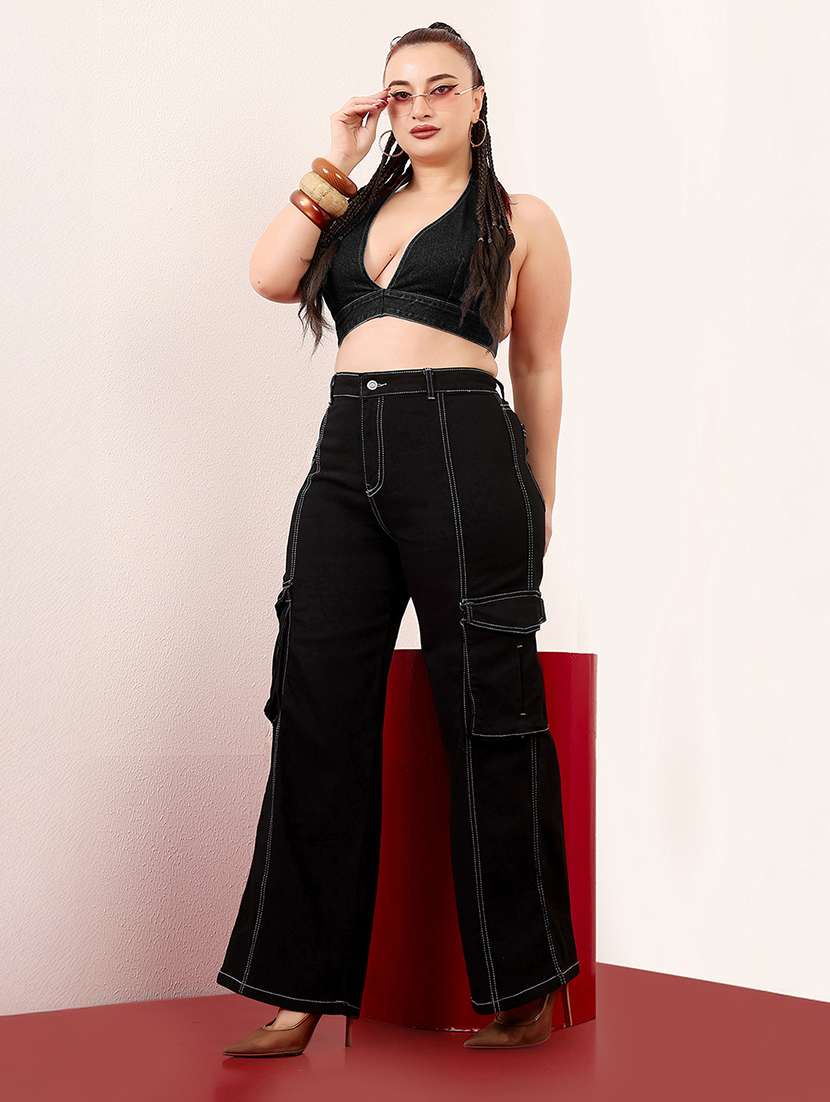 women solid high rise cargo - 22403005 -  Standard Image - 4