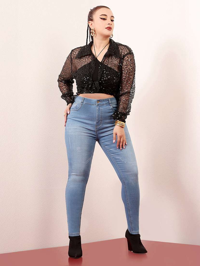 women solid high rise skinny jean - 22403025 -  Standard Image - 4