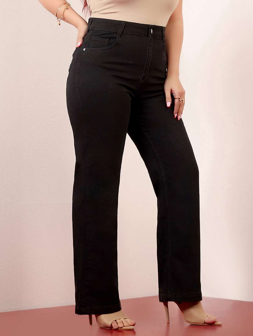 women solid high rise bootcut jeans - 22403035 -  Standard Image - 1