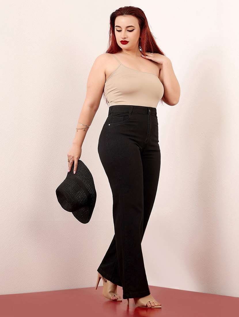 women solid high rise bootcut jeans - 22403035 -  Standard Image - 4