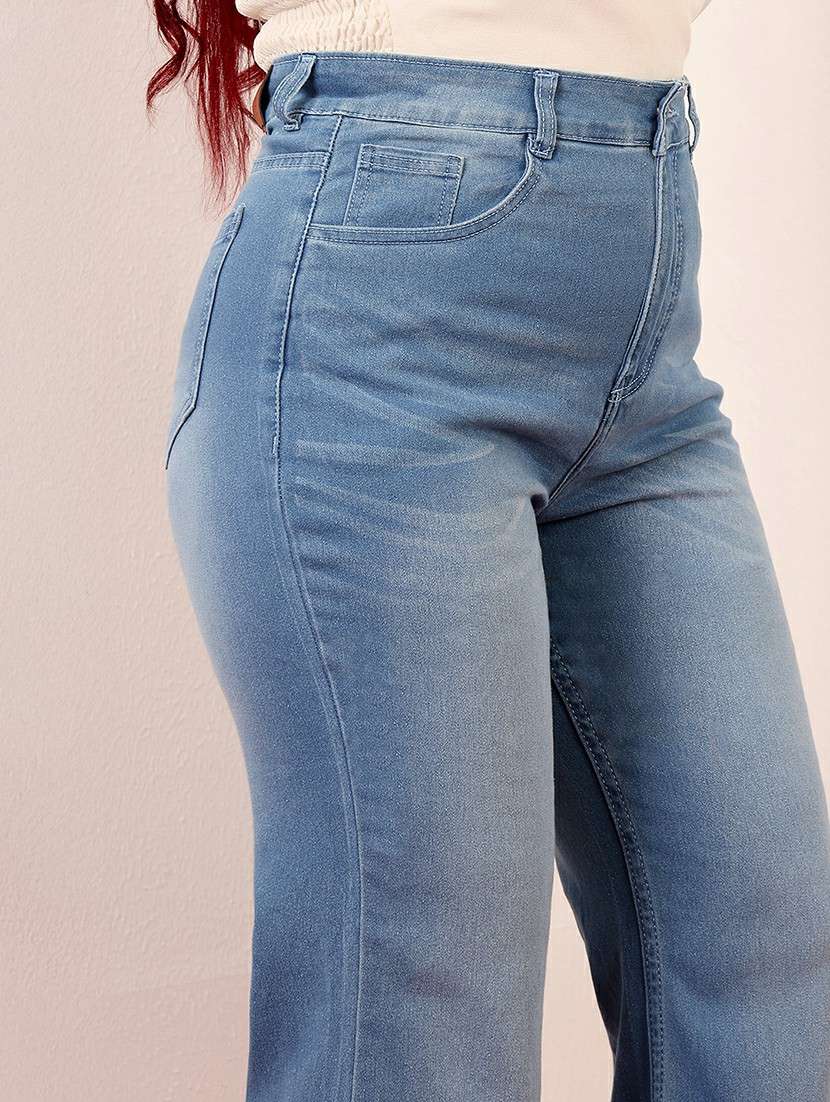 women solid high rise bootcut jeans - 22403068 -  Standard Image - 1