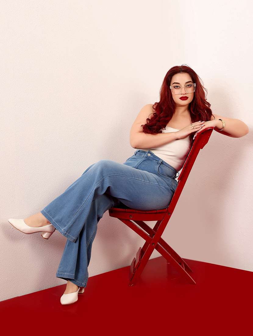 women solid high rise bootcut jeans - 22403068 -  Standard Image - 4